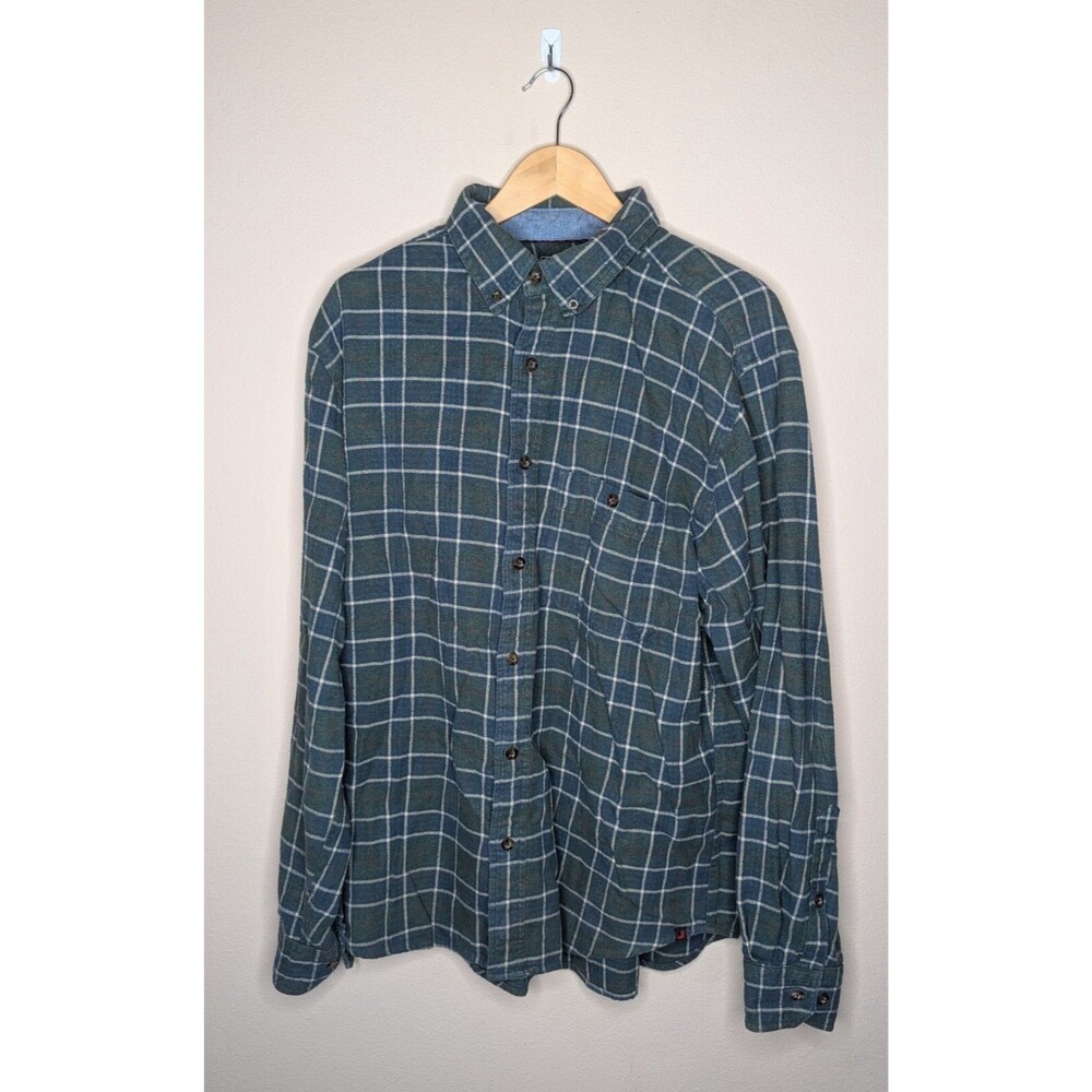 Woolrich Woolen Mills Men's Button Down Green Plaid Flannel Sz Large